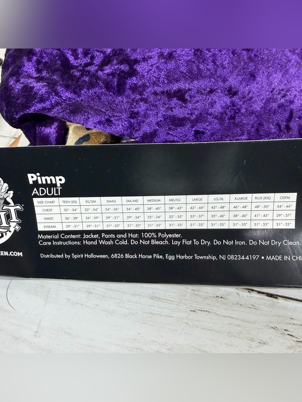 Spirit Halloween Adult Pimp Costume Men’s Large Suit Hat Jewelry Purple Velvet - Picture 11 of 11